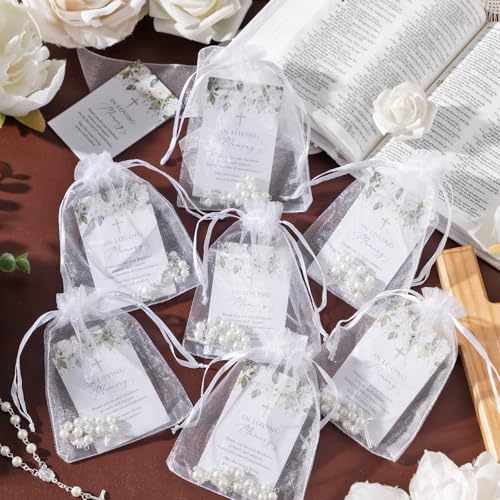 Cadeaux de retour pour invités : 50 mini chapelets de condoléances - 5