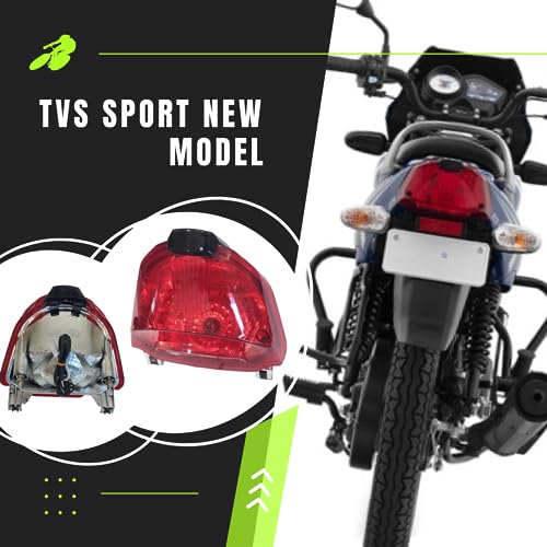 Image of Back Light, Brake Light, without bulb Tail Light fit for TVS Star Sports New model Bike Light (Red) Poly methyl (PMMA) | Top Coated Reflectors