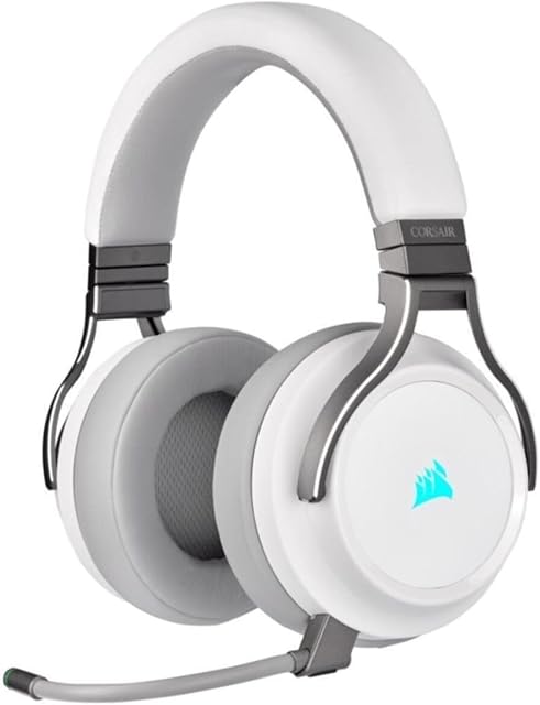 Corsair Virtuoso RGB Wireless High-Fidelity Gaming Headset (Slipstream Technologie, 7.1 Surround Sound, iCUE RGB, für PC, Xbox One, PS4, Switch und Mobilgeräte) weiss