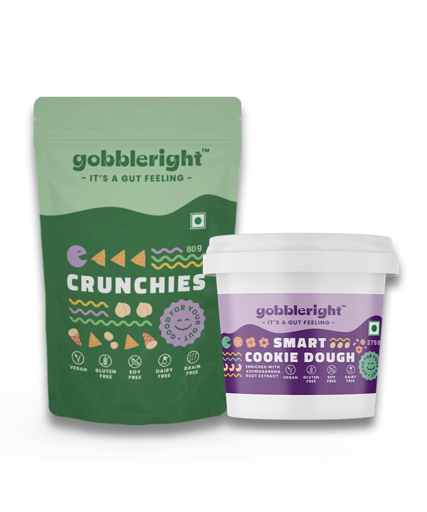 Healthy Snacks Combo Pack, Smart Cookie Dough (350gm) & Crunchies (80gm)/ Gluten Free, Vegan, Soya Free, Grain Free, Dairy Free - Pack of 2