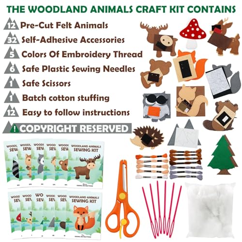 image for CiyvoLyeen Woodland Animals Craft Kit Kids DIY Crafting and Sewing Set