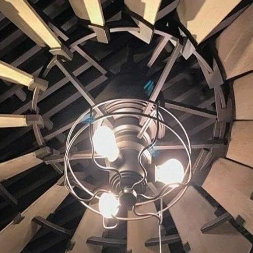 Miniatura 2 de Quorum 1905-86 - Kit de luces para ventilador de molino de viento para interiores y exteriores, clasificación húmeda, tres luces, diseño de jaula