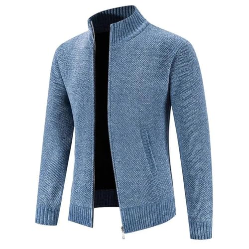 Mens Zip Cardigan Sweater Solid Color Long Sleeve Ribbed Knitted Sweater for Men2