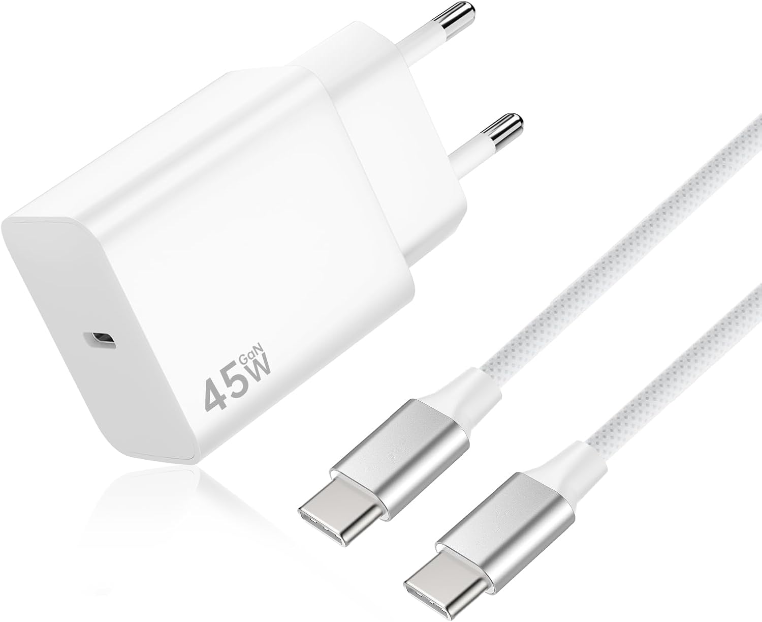Caricabatterie USB C da 45W,caricabatterie rapido per Samsang Galaxy S25/S24/S23/S22 Ultra/Note20/10/S10/A73/A56 PPS ricarica super veloce per iPhone 17/16/15 Pro Max con cavo di ricarica USB C - Amazon product rated Grade B