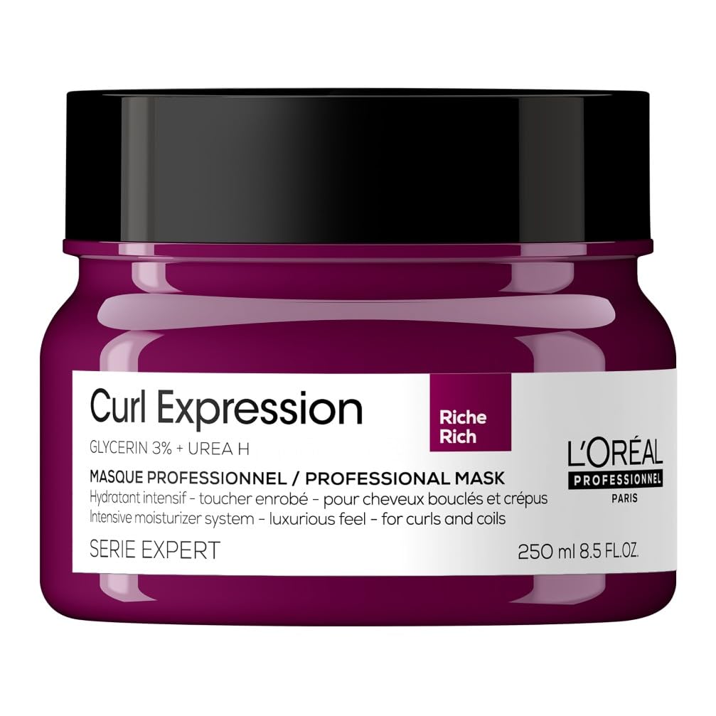 L'OREAL PROFESSIONNEL - Hydratation Riche & Intensive Curl Expression - Cheveux Bouclés, Frisés & Crépus - Hydratation Intense & Démêlage - Cheveux Doux & Brillants - Glycérine & Urée