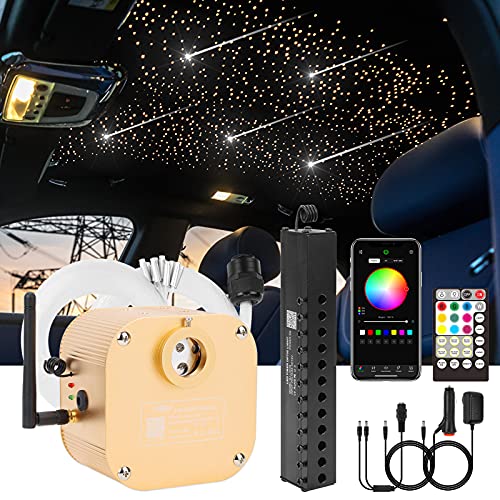 CHINLY 16w Meteor Twinkle 450pcs 0.03in 9.8ft Bluetooth RGBW LED Fiber Optic Star Ceiling Light,APP/Remote Music Mode +Shooting Stars Light kit+Adapter+ Car use Plug for Car/Home Theater CHINLY 16w Meteor Twinkle 450pcs 0.03in 9.8ft Bluetooth RGBW LED Fiber Optic Star Ceiling Light,APP/Remote Music Mode +Shooting Stars Light kit+Adapter+ Car use Plug for Car/Home Theater