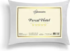 Travesseiro Luxo Percal Hotel 50x70cm Antialérgico, 100% Fibra de Poliéster Siliconada, Toque Macio e Suporte Médio, Lavável em Máquina, Antiacaro, Branco