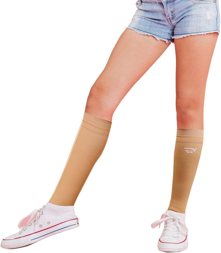 Comprezon Classic Lycra Medical Compression Stockings | Class 2 Compression | Below Knee | Pain Relief & Swelling Reduction | For Men and Women | Varicose Veins Stockings
