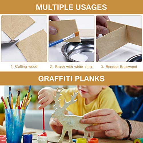 EXCEART Onbehandelde onbeschilderde lindehouten platen voor handwerk DIY handgemaakt project mini huisbouw… - Image 7