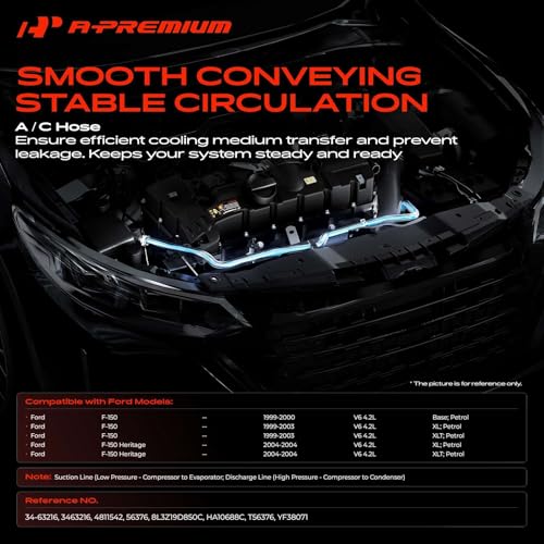 A-Premium A/C Suction Hose & Discharge Line Hose Assembly Compatible with Ford F-150 1999-2003, F-150 Heritage 2004, V6 4.2L, Petrol by A-Premium - Image 2