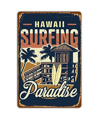 HMMY en Métal Affiche Plaque Murale Étainplage Surf Surf Style Hawaïen Décoration Murale-Dsx04_20 * 30Cm Cover