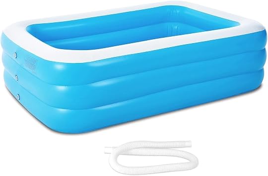 103" Large Inflatable Family Kiddie Pool - BPA-Free PVC Outdoor Splash Pool for Kids & Adults, 3+ Air Chambers, Easy Drain Plug, Backyard Summer Water Party 103x69x24in