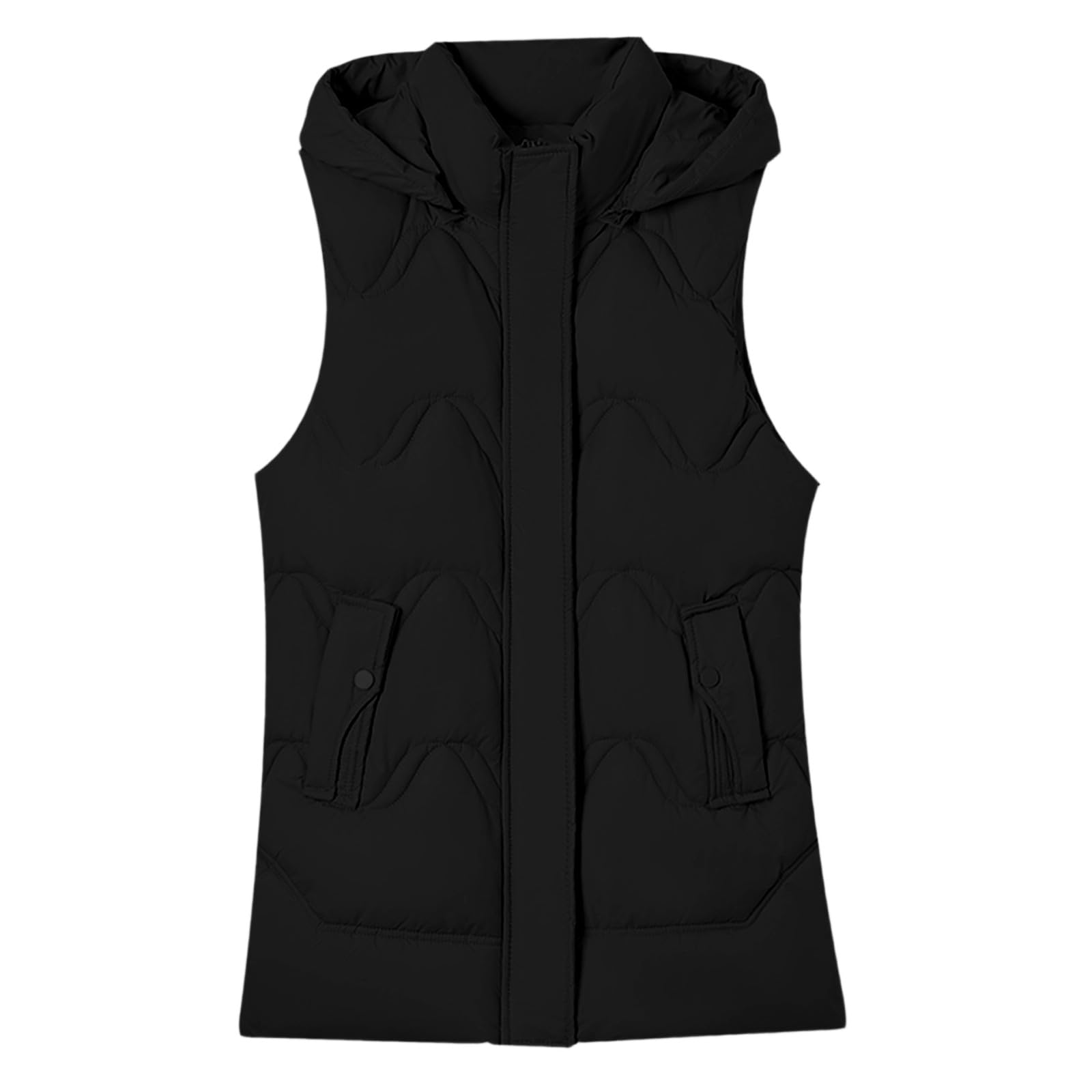 Gilet d'hiver long sans manches veste matelassée à capuche chaude