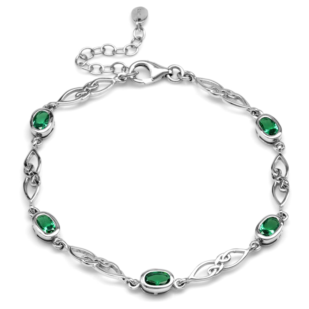 Silvershake Birthstone Gemstones White Gold Plated or Yellow Gold Plated 925 Sterling Silver Scroll/Filigree Celtic Knot Weave 7.25 to 8.75 Inch with Adjustable Extension Bracelet Jewelry for Women