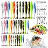 Ensemble de Leurres de Pêche 87 pièces Leurre Souple Leurre Peche Carnassier pour Barracuda avec Têtes Plombées et Accessoires de Pêche Kit de Leurres en Plastique Souple pour Bar Peche Carpe Truite