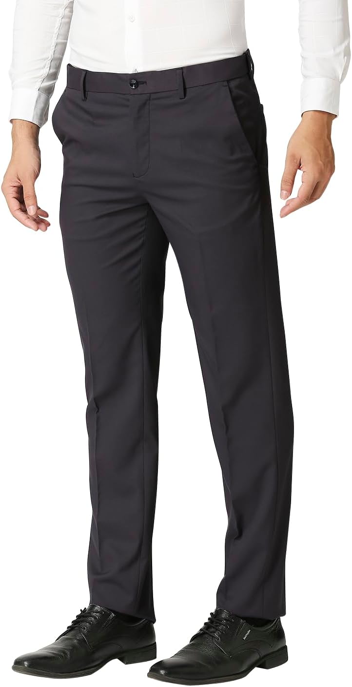 SaintXSAINTR07, Men, Stretchable Formal Pants | Classic Flat Front Slant Pocket Trousers (Slim Fit) No Pleat Design | Office or Party | Fasion Autoflex Waistband Trouser