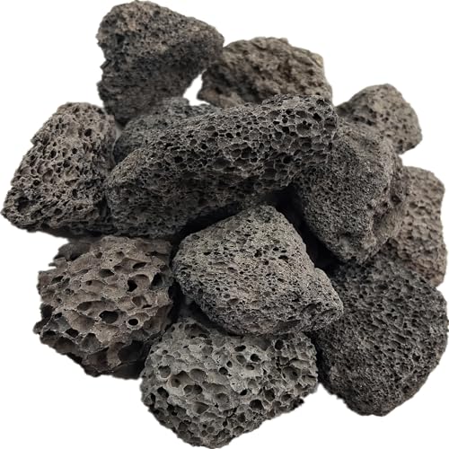 LIFEBESTONE Black Lava Rocks, 1.2-2\", Fire Pit Glass Rocks, Fireplace Embers, Fire Glass for Propane Fire Pit, Medium Lava Rocks for Gas Fireplace, Lava Rocks for Plants, Lava Rocks for Baking, 10Lbs