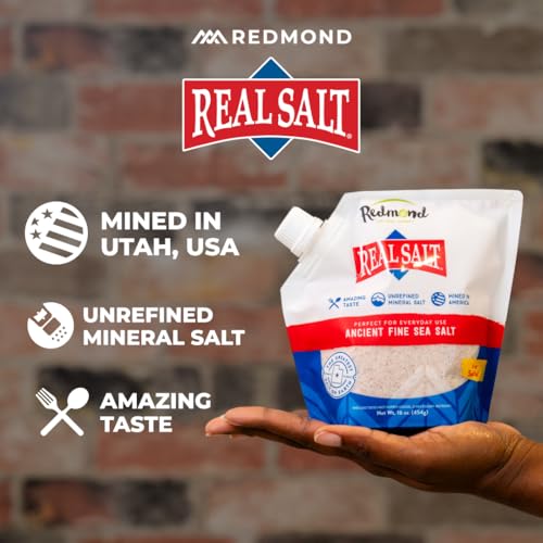 Image of Redmond Real Salt - Ancient Fine Sea Salt, Unrefined Mineral Salt, 16 Ounce Pouch (1 Pack)