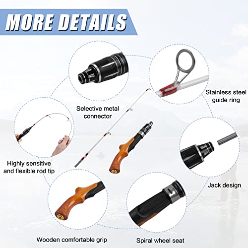 Ice Fishing Rod Ultralight Winter Spinning Ice Fishing Pole Tackle Wooden Handle Mini Ice Spinning Rod Fishing Tackle Tool - Image 2