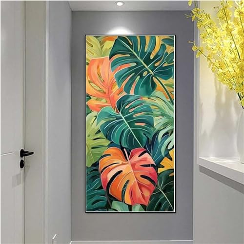 Peinture diamant feuille verte 60x120cm kit complet broderie adultes pour salon