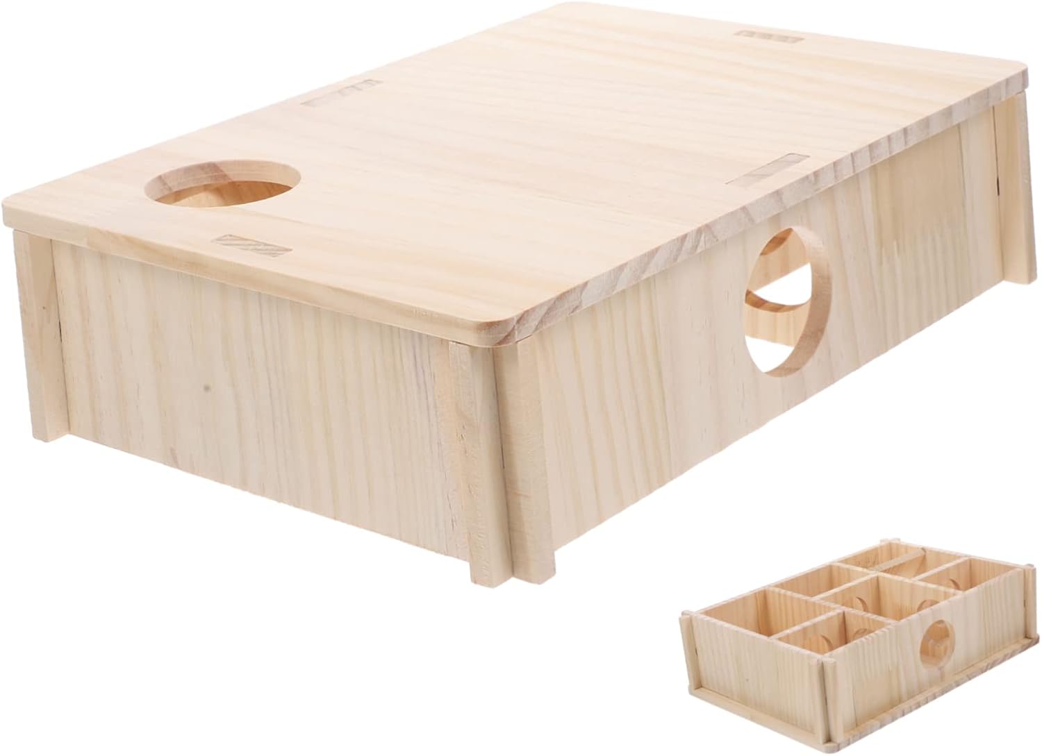 VANZACK Multi-Chamber Hamster House Interactive Hideout for Hamsters Mice and Pets Safe Wooden Toy for Enrichment and Exploration for Pet Relaxation and Play