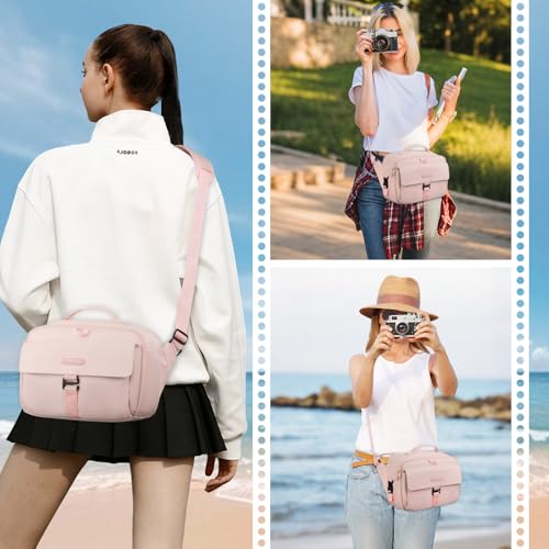 MOSISO Camera Shoulder Bag Case Crossbody Sling Purse, DSLR/SLR/Mirrorless Compact Padded Photography Handbag with Rain Cover Compatible with Canon/Nikon/Sony Cameras and Lenses, Pink by MOSISO - Image 6