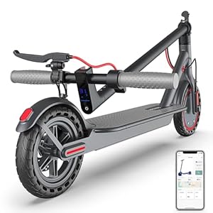 Electric Scooter – 8.5″/10”/14” Solid Tires, 350W/500W Motor, Up to 19/22MPH& 16/21/23/24Miles Long-Range Portable Commuting Scooter for Adults with Double Braking System, App