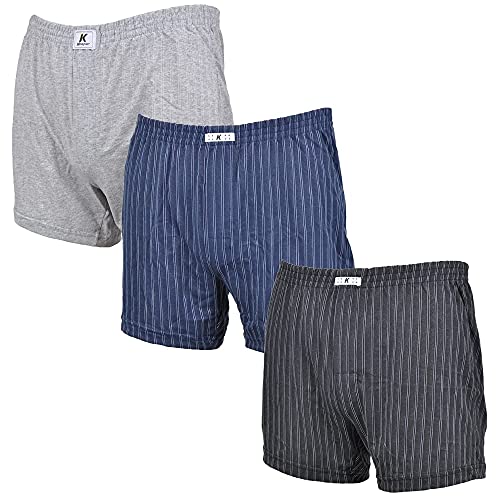 Kit 3 Cuecas Samba Canção Listrada com abertura frontal malha mista algodão e poliéster Keeper (G (4