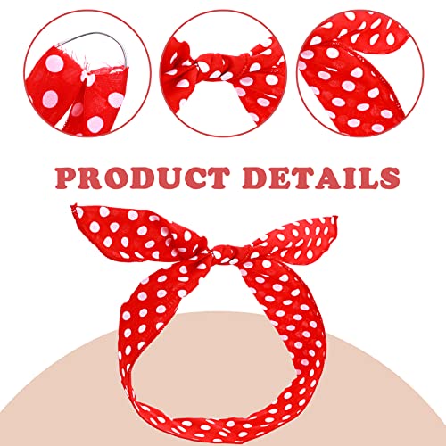 Lusofie 2 Pcs Black Red Polka Dot Headbands Cute Bow Bandana Headband Headwrap Retro Wire Bandana Headband For Women And Girls #TOP2