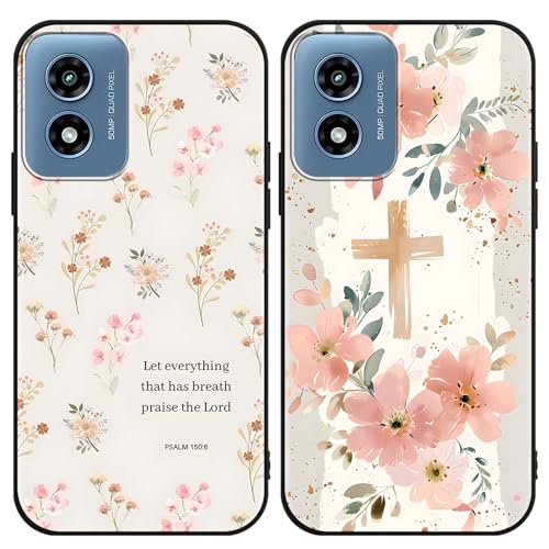 Zrutru 2 Pack Cartoon Floral Phone Case for Motorola Moto G Play 2024 6.5",Cute Kawaii Flower Collage Pattern Cases Aesthetic Design,Black TPU Bumper Protective Cover for Girls Women