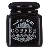 Premier Housewares Vintage Home Quadratische Kaffeedose, schwarz, Keramik, 12x12x14