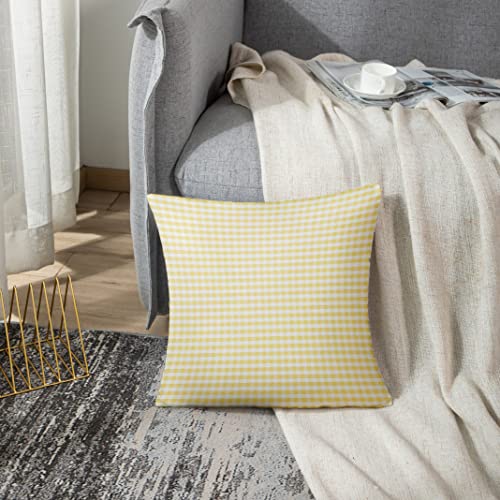 Emvency Throw Pillow Cover Accent Yellow Gingham Spring White Livingroom Decorative Pillow Case Home Decor Square 18 X 18 Inch Pillowcase #TOP3
