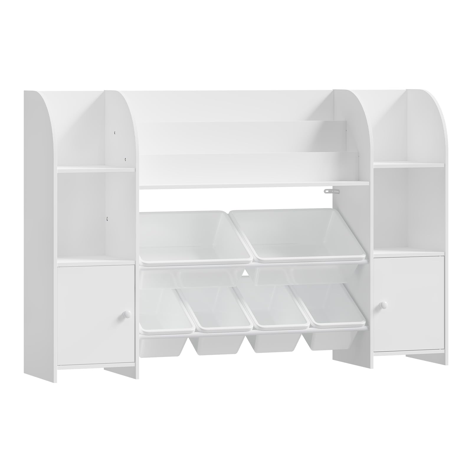 WOLTU Kinderregal Bücherregal Kinder Holz 6 Plastikschubladen Weiß | 6 Schubladen; 4 Fächer; MDF; Kinderzimmer; Wohnzimmer; Arbeitszimmer; 140x90x30 cm; Regal