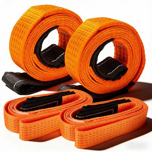 2PCS 2" x5FT & 2PCS 2" x10FT Heavy Duty Nylon Lifting Sling Strap, 18800lb Capacity Super Sturdy Flat Eye Rigging Strap for Hoist, Towing, Moving, Tree Saver Recovery, and Winch