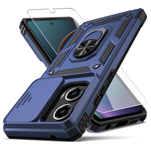 YZOK for Moto G Stylus 5G 2024 Case,with Camera Lens Cover HD Screen Protector,[Military Grade] Car Mount Kickstand Shockproof Protective Case for Motorola Moto G Stylus 5G 2024, Blue