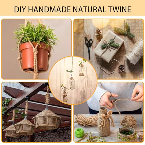 Natural Jute Twine 3mm，328 Feet Natural Hemp Twine for Craft Gift Wrapping Packing Gardening Arts Decoration Wedding Decor (3mm x 328 ft) - Thumbnail 4