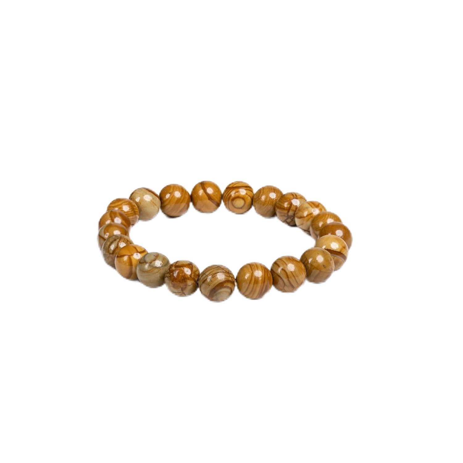 look and adorn - handmade with love LOOK AND ADORN Beaded Yellow and Brown Jasper Bracelet for Unisex, 6.5 Inches-picture-19