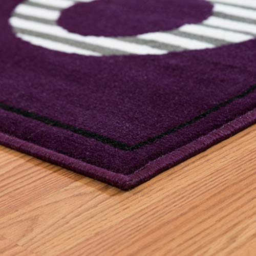 United Weavers Of America, Dallas Hip Hop Collection, Area Rug, Indoor, Polypropylene, Jute Backing, Stain Resistant, Retro, Lilac, Geometric Pattern, Rectangular, 5'3" X 7'2" #TOP5