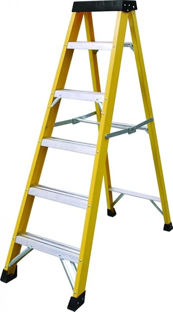 6 Tread Heavy Duty Fibreglass Step Ladder | Electricians GRP Step Ladder 30,000v