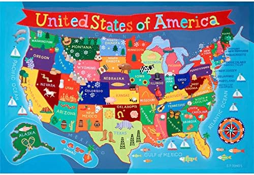 Waypoint Geographic Kids’ USA Wall Map, Laminated Wall Map Poster for Kids, Informative Learning Resources, Illustrated Wall Map for Playroom and Classroom Decor, 24" x 36"