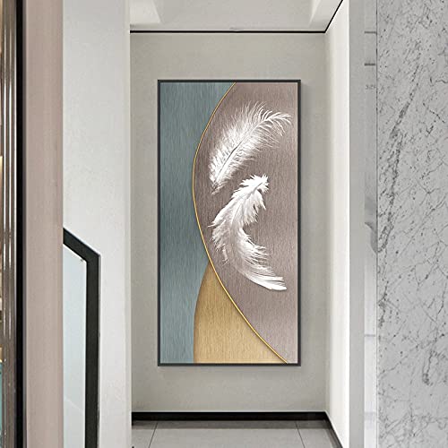 Diamant peinture plume blanche 80x220cm contre le stress, kit broderie grand format
