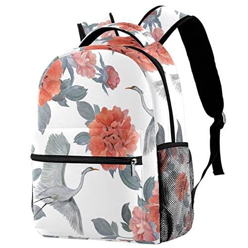 Sac à dos classique pivoines chinoises idéal pour les cours et sorties