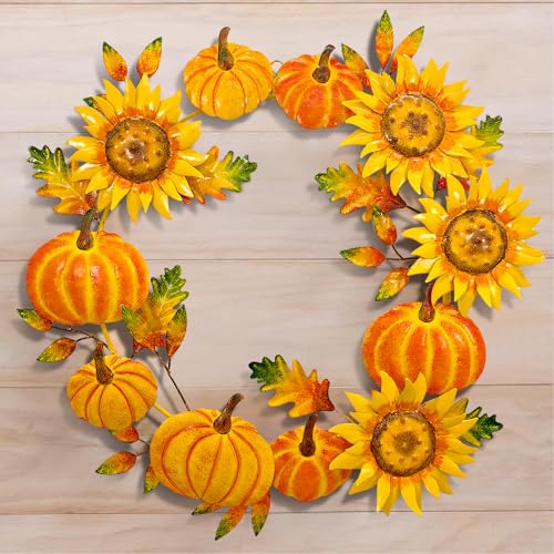 16Metal-Fall-Wreath-Wall-Decor-Sunflower-and-Pumpkin-Handcrafted-Autumn-Harvest-Door-Decoration 16Metal Fall Wreath Wall Decor Sunflower and Pumpkin Handcrafted Autumn Harvest Door Decoration