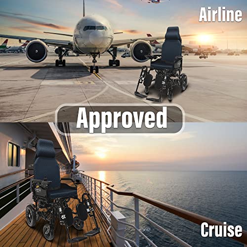 Malisa Comfortable Electric Wheelchair For Adults, Automatic Reclining Power Wheelchairs, Dual Motorized Folding Wheel Chair, Portable Travel Wheelchair With Headrest (Blue, 12Ah Battery) #TOP2