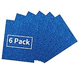 VinylRus Blue Glitter Heat Transfer Vinyl Bundle - 6 Sheets 12"×10" Iron on Vinyl for Shirts, HTV Vi