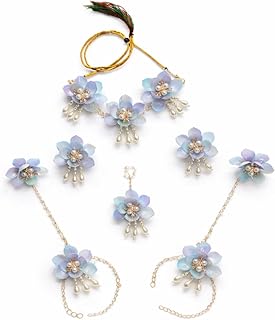 Floral Haldi Jewellery Set for Bride, Handcrafted Flowers with Pearl Drops,Traditional Haldi Jewellery,Handcrafted Jewelle...