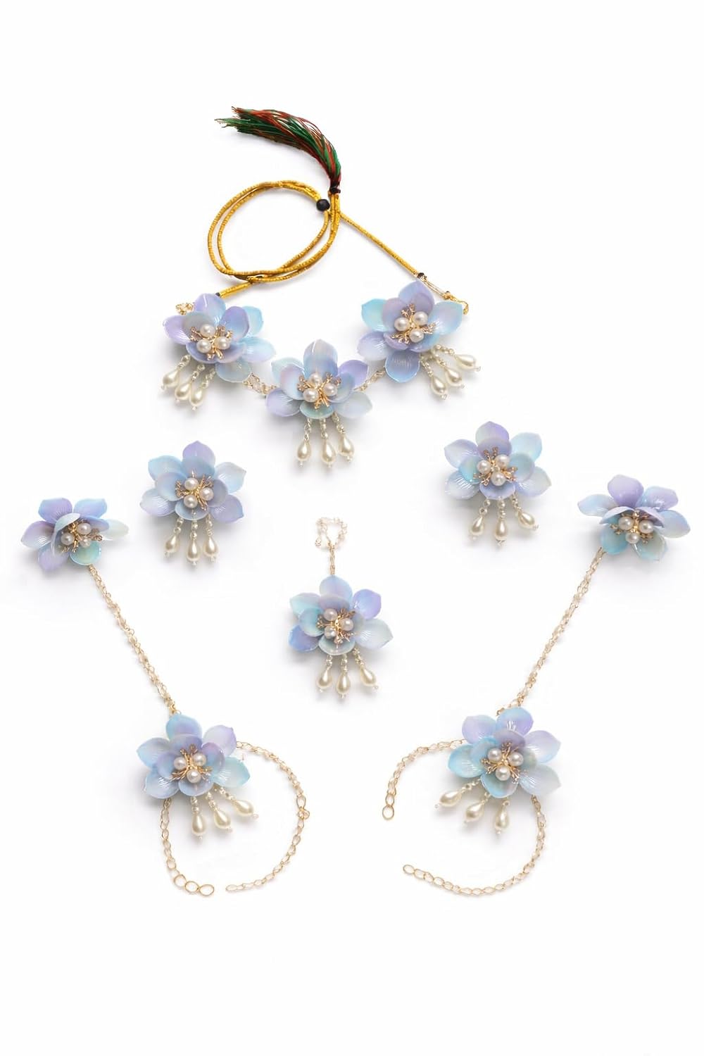 Floral Haldi Jewellery Set for Bride, Handcrafted Flowers with Pearl Drops,Traditional Haldi Jewellery,Handcrafted Jewelle... - Review, Price and Buying Guide