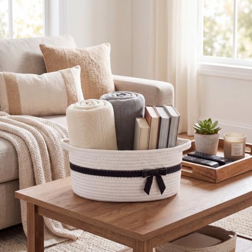 Image of Colingmill 1 Set Woven Empty Basket for Gift, White Black