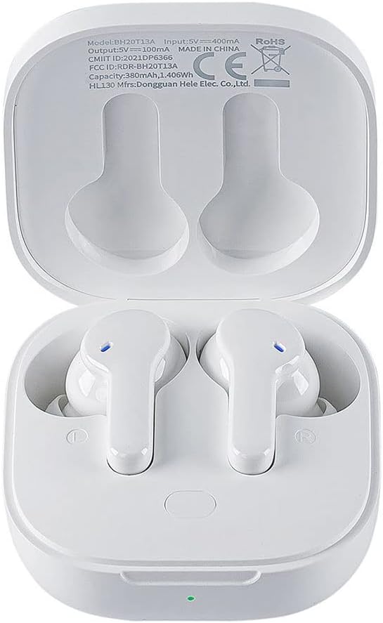 QCY Wireless Earbuds, T13 Bluetooth 5.1 Headphones, 4 Mics Noise Cancelling, Touch Control, USB-C Quick Charge, Deep Bass, in-Ear Detection Headphones, 40H Playtime, IPX5 Waterproof,White