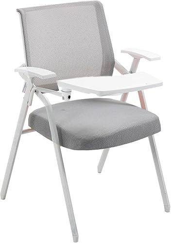 Miniatura 9 de Silla con escritorio adjunto para adultos, silla de oficina de malla, silla de escritorio ergonómica, sillas plegables con tablero de escritura,